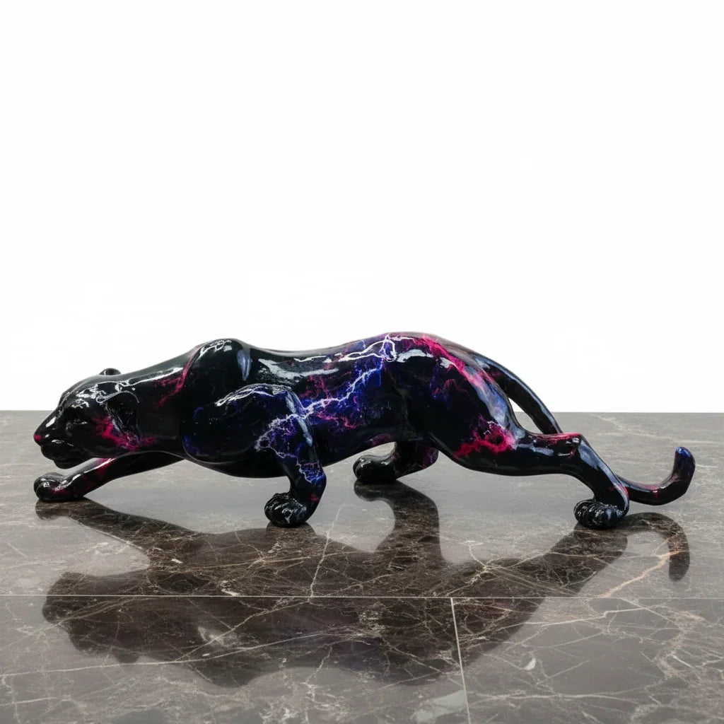 Decorative Cheetah Figurine with Lightning Pattern