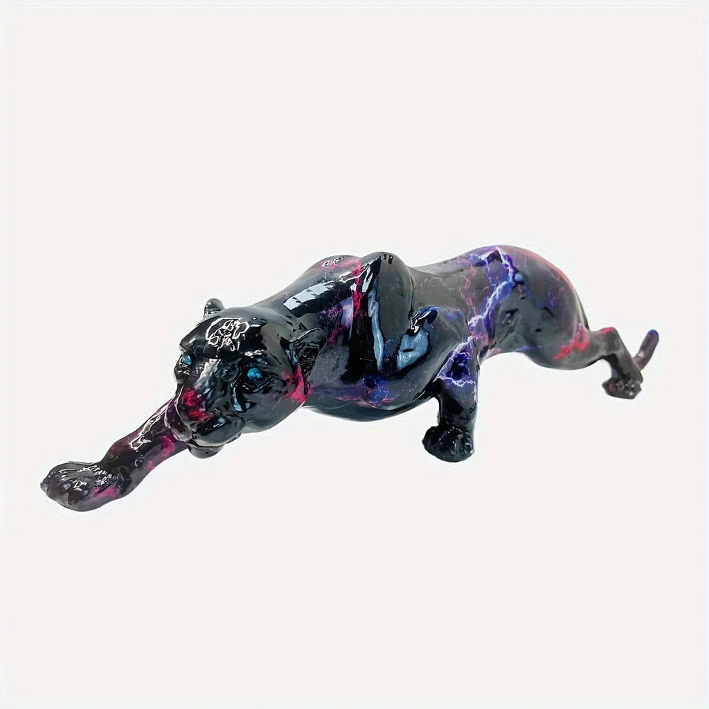 Decorative Cheetah Figurine with Lightning Pattern, front view - House Of Avana