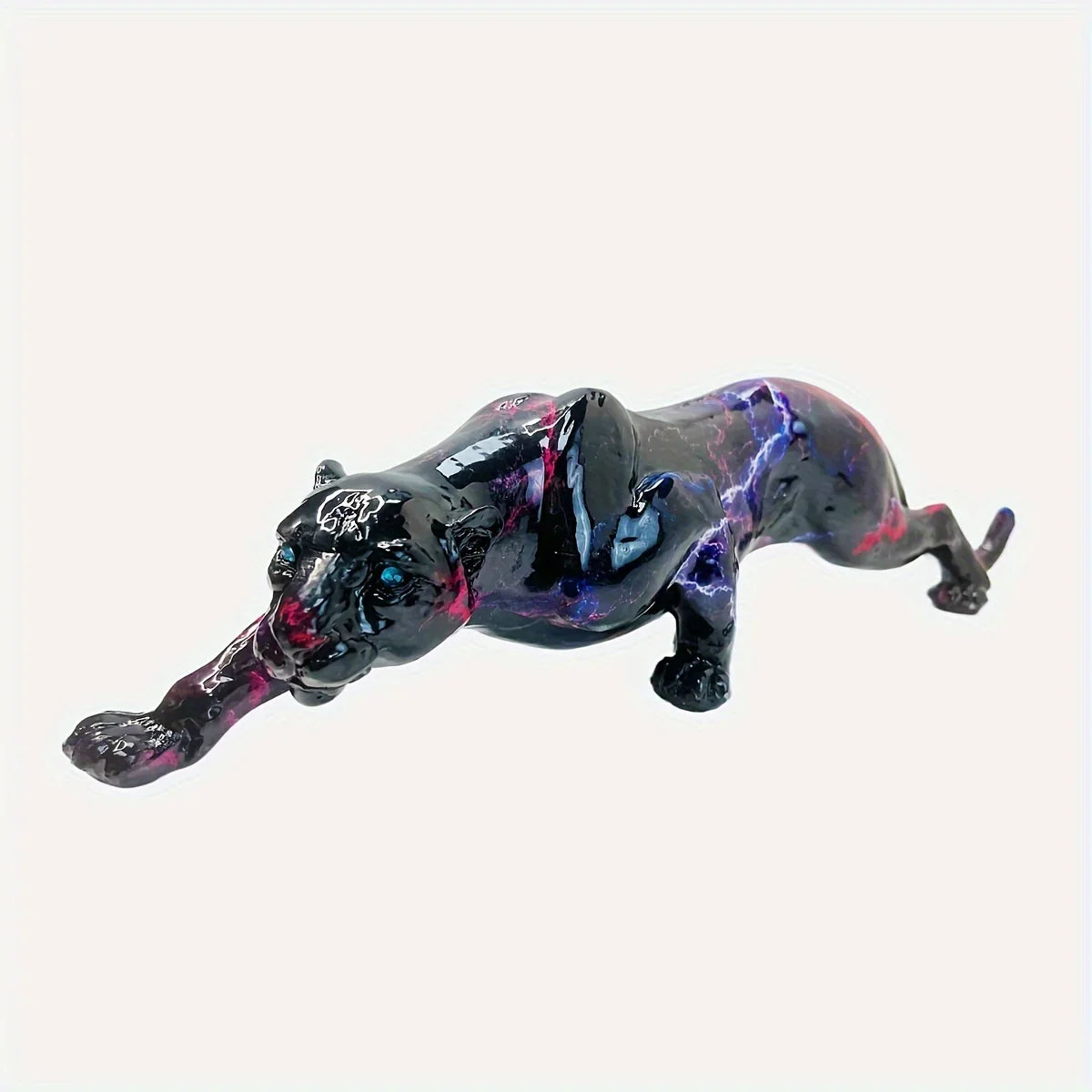 Decorative Cheetah Figurine with Lightning Pattern, front view - House Of Avana