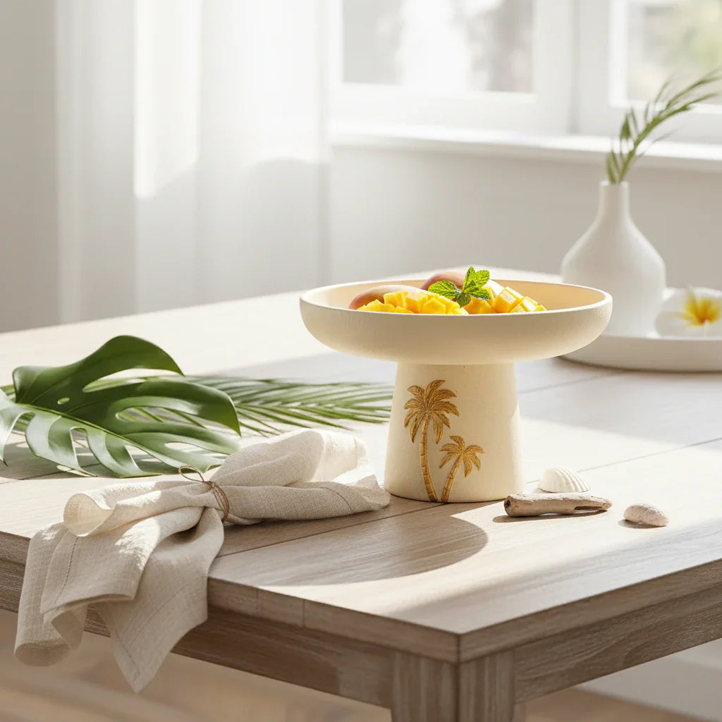 Decorative Tray - Palm Tree Design Ceramic Small