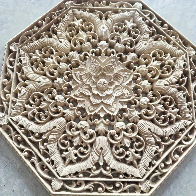 Wall Art - Decorative Wooden Octagonal, side view - House Of Avana