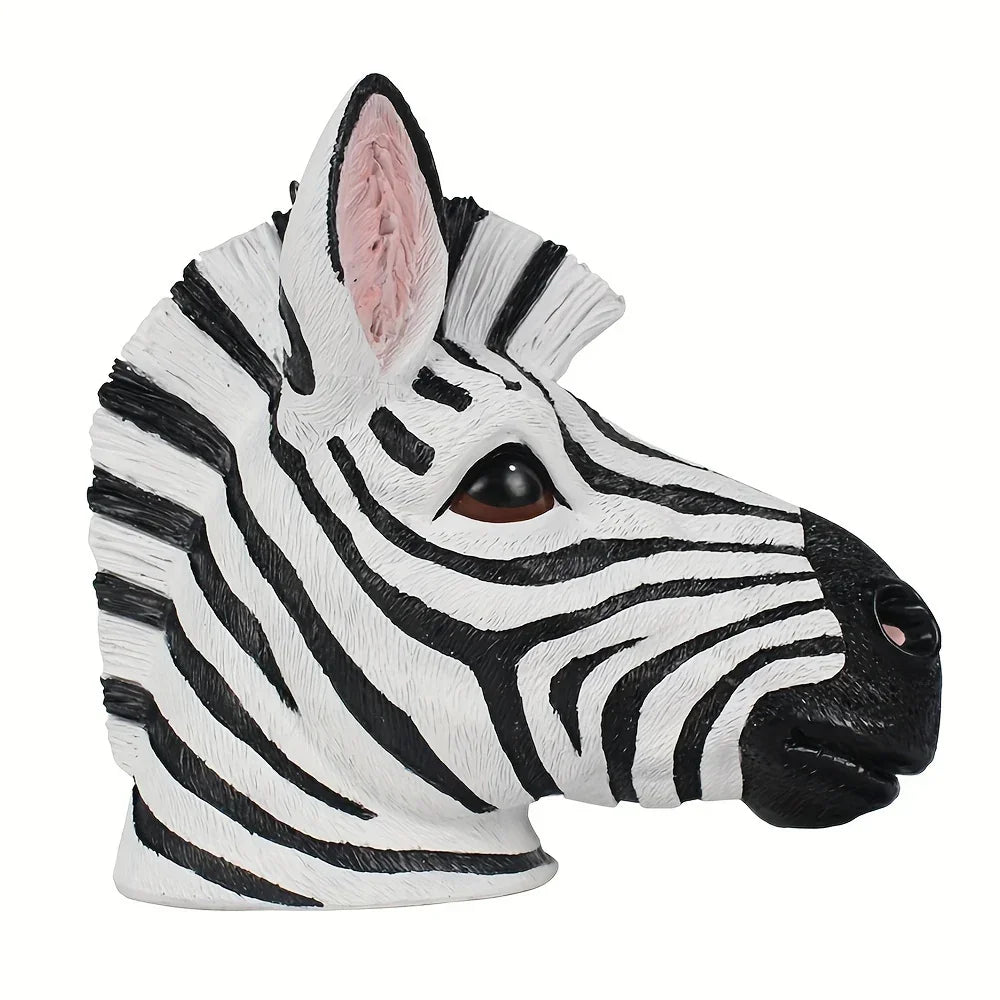 Zebra Bust - Vintage Colorful Sculpture, angled view - House Of Avana