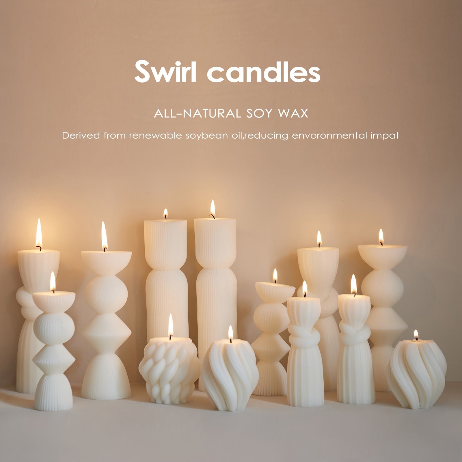 7-Pack Large Ribbed Pillar Candles - Soy Wax Handmade Home Decor Candles For Housewarming Gift, Shelf Decor, Wedding, Dining Table Centerpiece House Of Avana