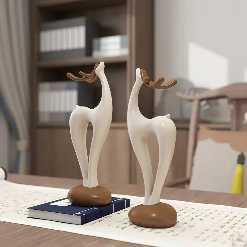 Deer Figurine - Good Luck Ceramic White