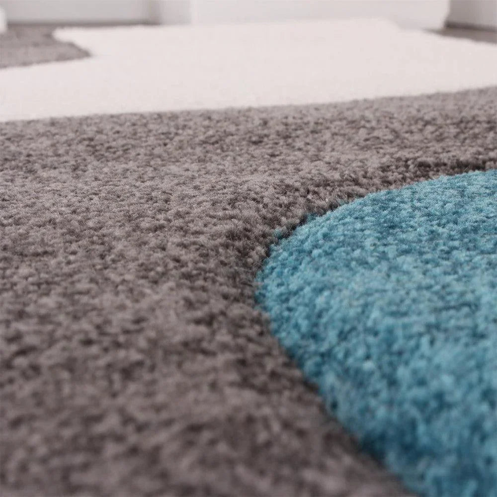 Designer Area Rug with Contour Cut and Modern Wave Pattern, side view - House Of Avana