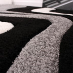 Designer Area Rug with Contour Cut and Modern Wave Pattern, lifestyle image - House Of Avana