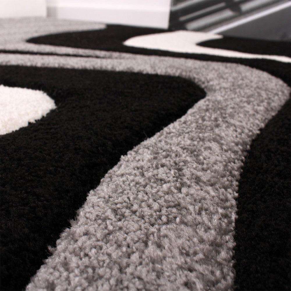 Designer Area Rug with Contour Cut and Modern Wave Pattern, lifestyle image - House Of Avana