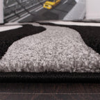 Designer Area Rug with Contour Cut and Modern Wave Pattern, top view - House Of Avana