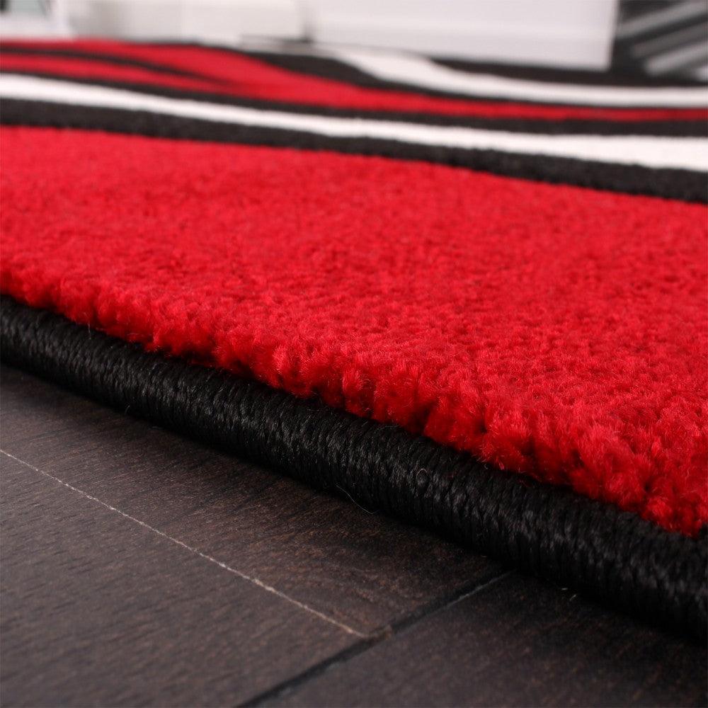 Designer Area Rug with Contour Cut and Modern Wave Pattern, angled view - House Of Avana