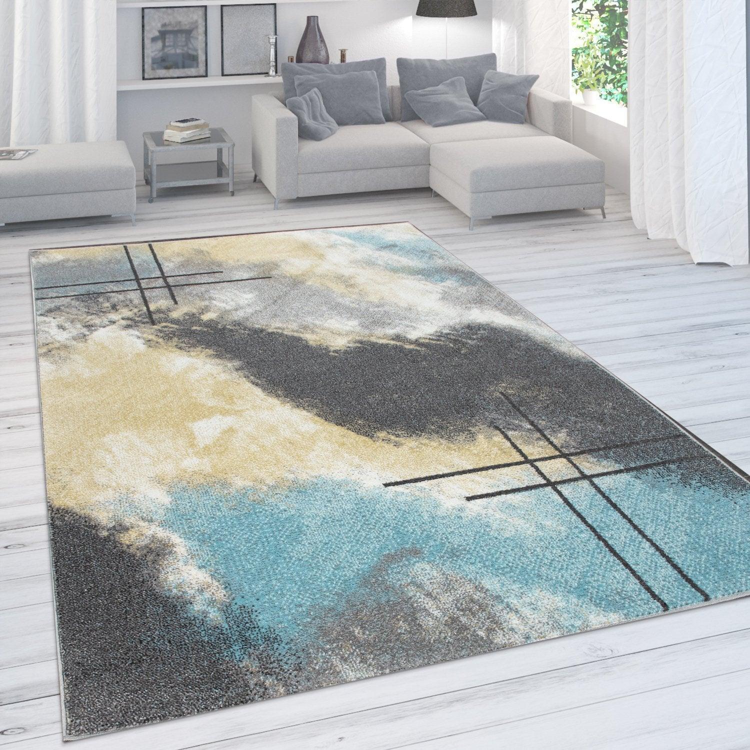 Designer Rug for Living Room, Pastel Colours, Colour Gradients, Abstract in Yellow - House Of Avana