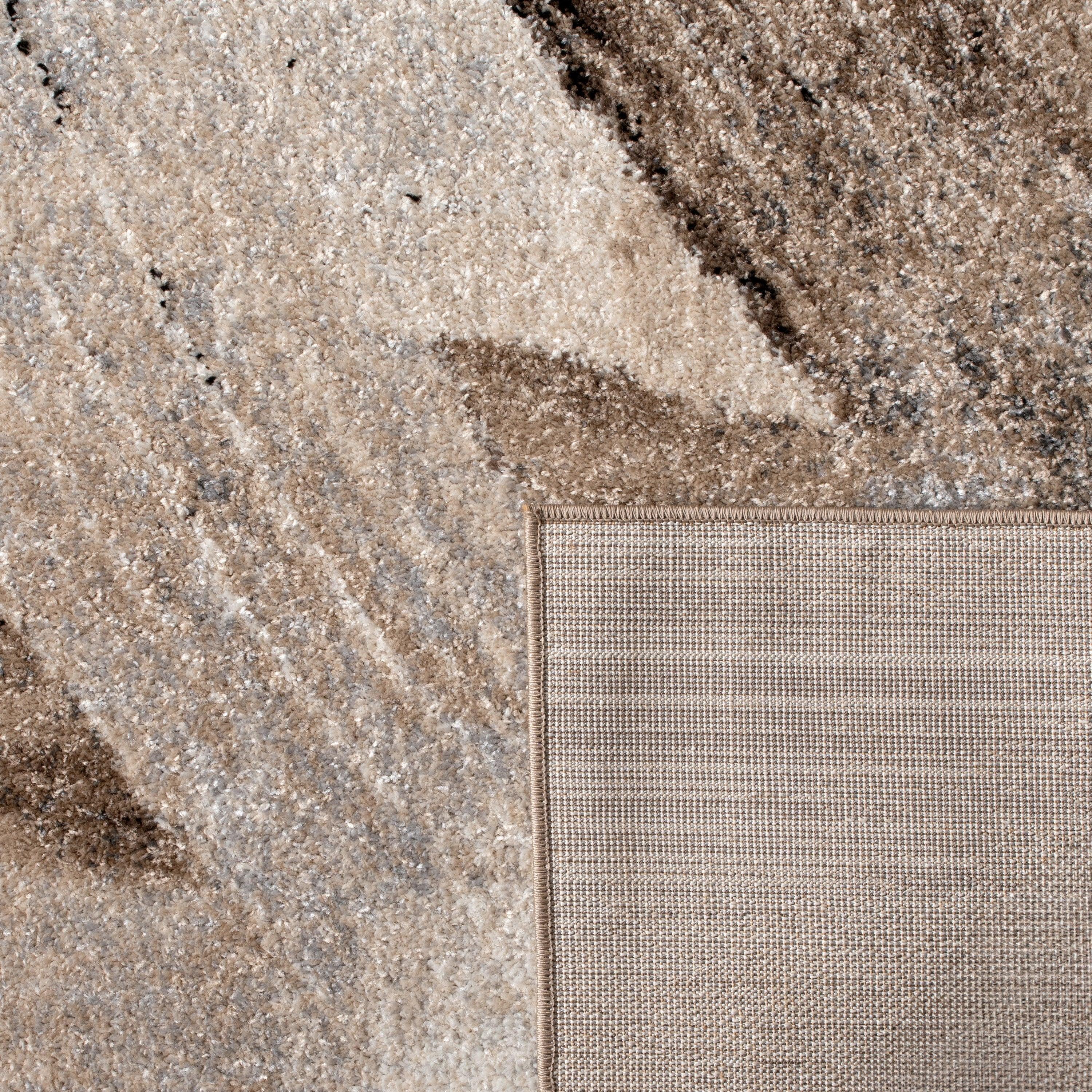 Designer Rug Mona with Artful Brushstroke Effect in Cream Brown Black - House Of Avana