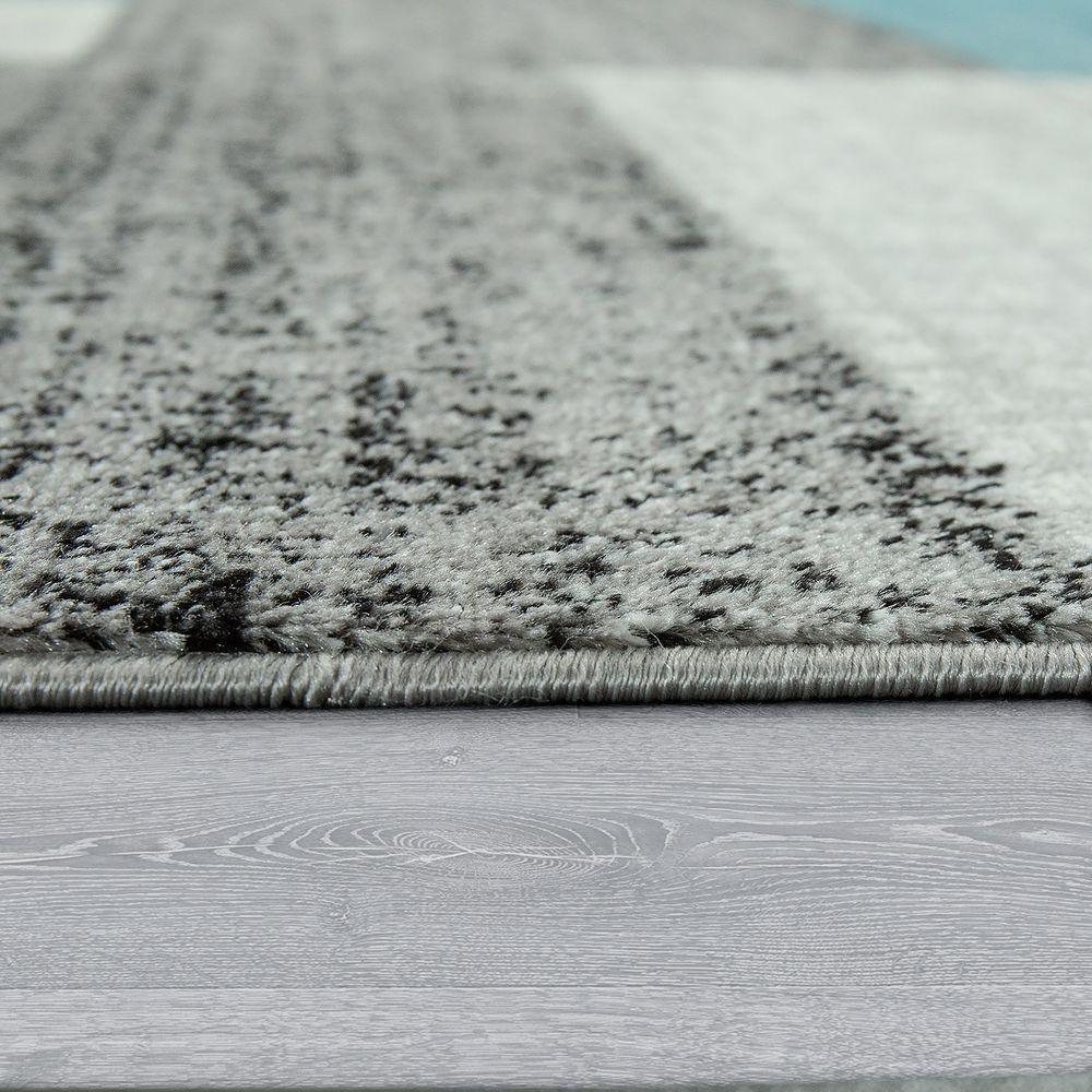 Designer Rug Sinai Checkered Pattern - Light Blue Grey, detail shot - House Of Avana