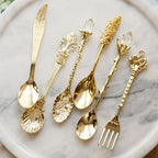 Dessert Spoons - Vintage Metal Golden