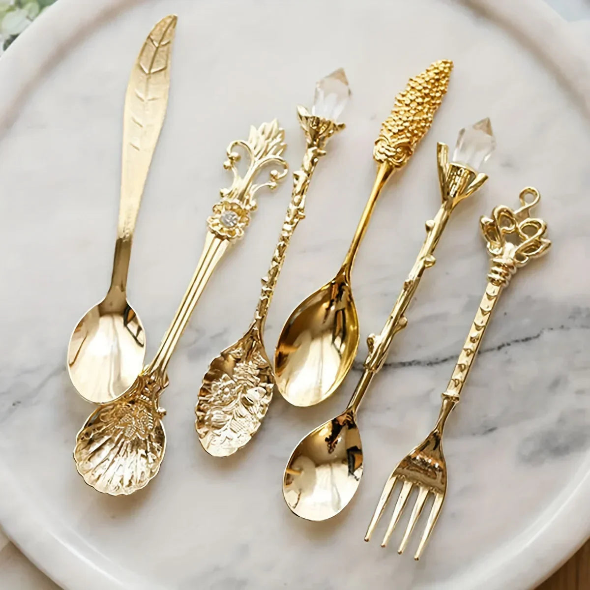 Dessert Spoons - Vintage Metal Golden