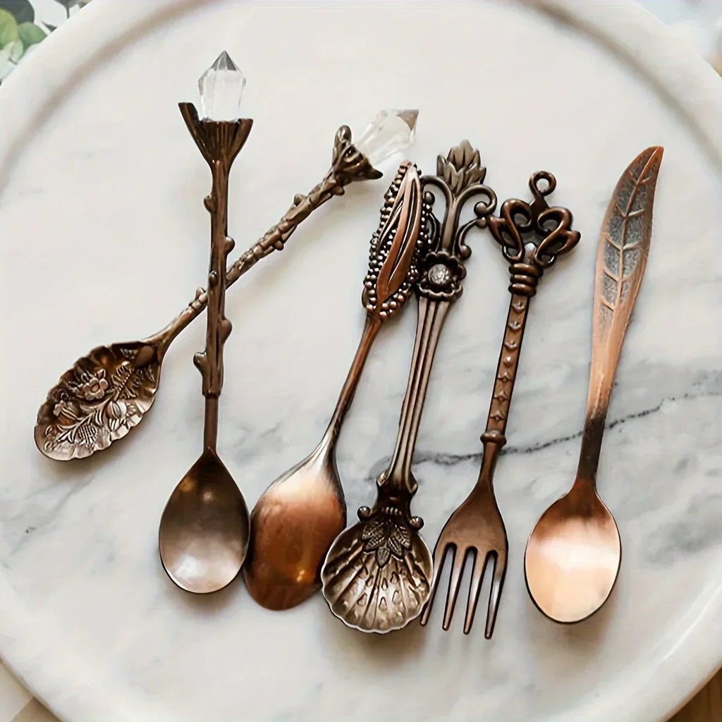 Dessert Spoons - Vintage Metal Golden