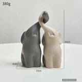 Abstract Ceramic Couple Elephant Statue Large House Of Avana