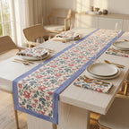 Antique Rose & Bluish Charcoal Hand Block Printed 13 pieces Table Linen Set