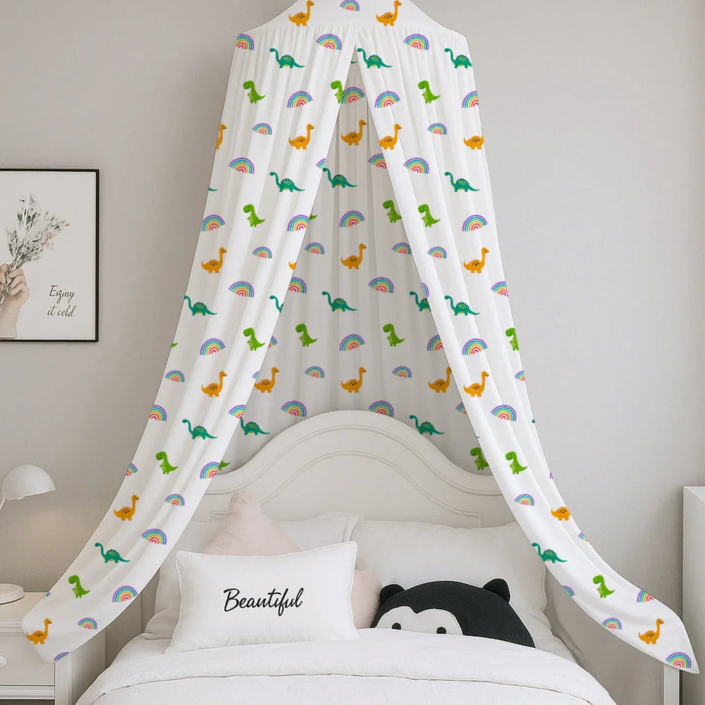 Dinosaur & Rainbow Printed Canopy PushpLinen
