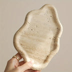 Marble Jewelry and Cosmetic Display Tray with Cloud Design, angled view - House Of Avana