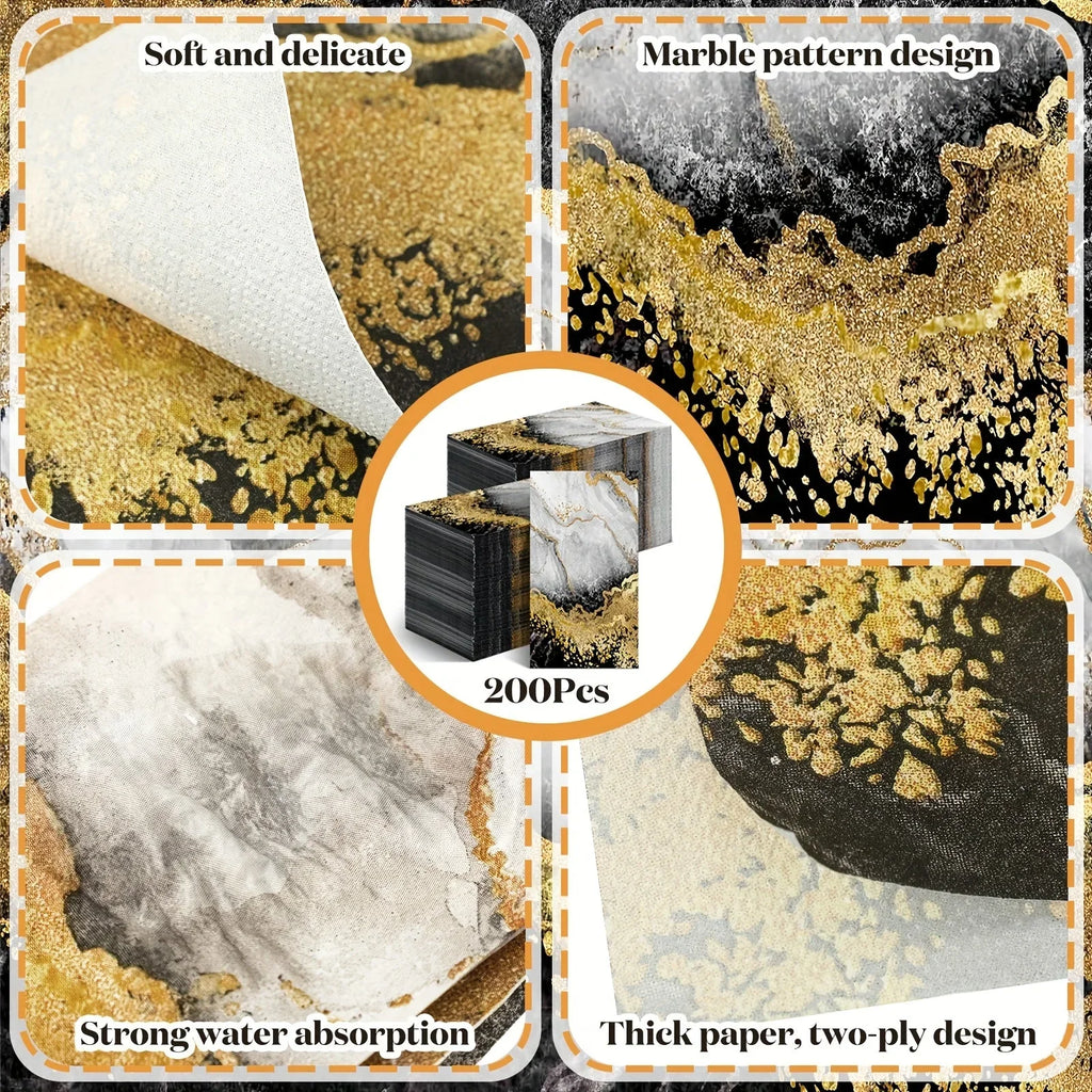 Disposable Towels - Marble Print White, back view - House Of Avana