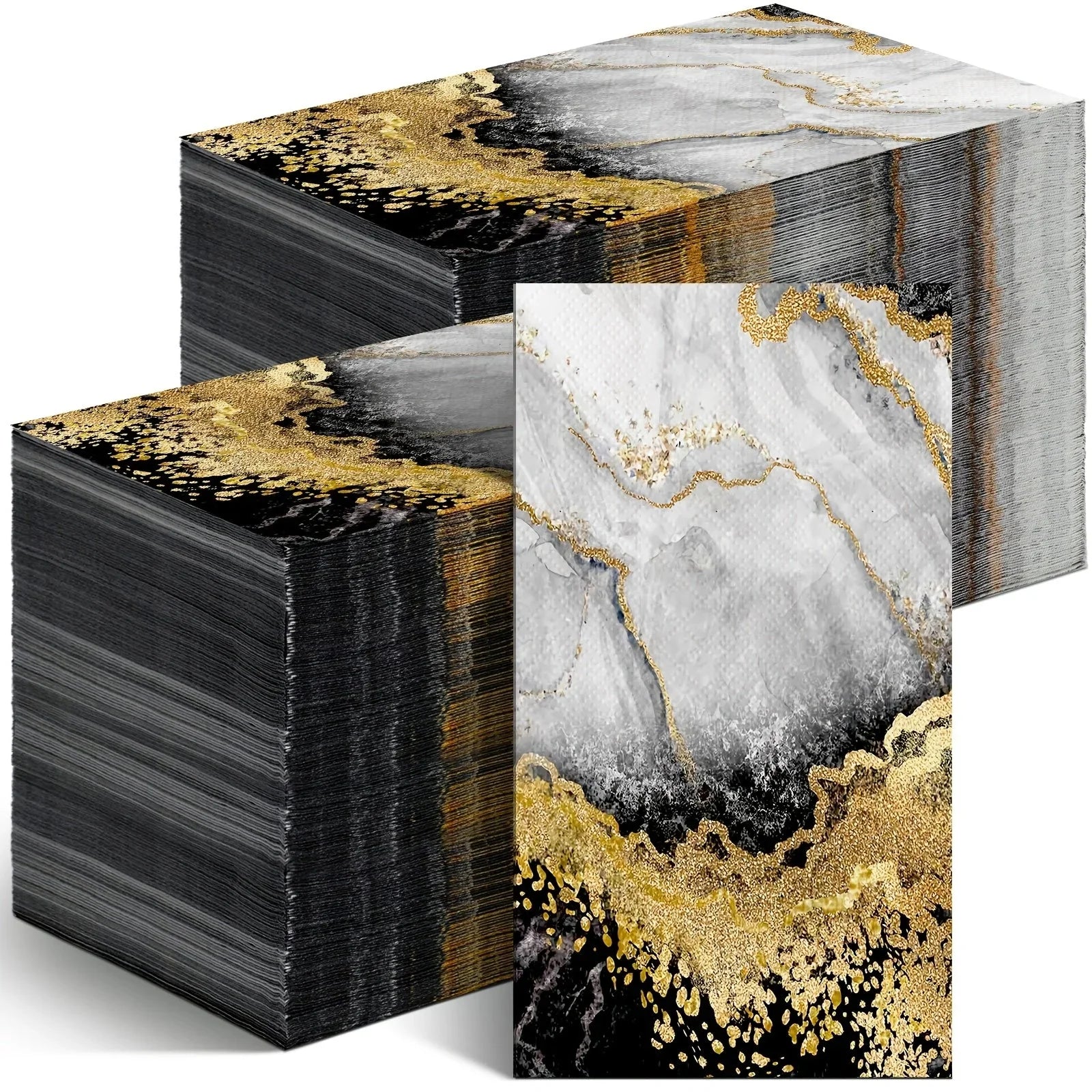 Disposable Towels - Marble Print White, front view - House Of Avana