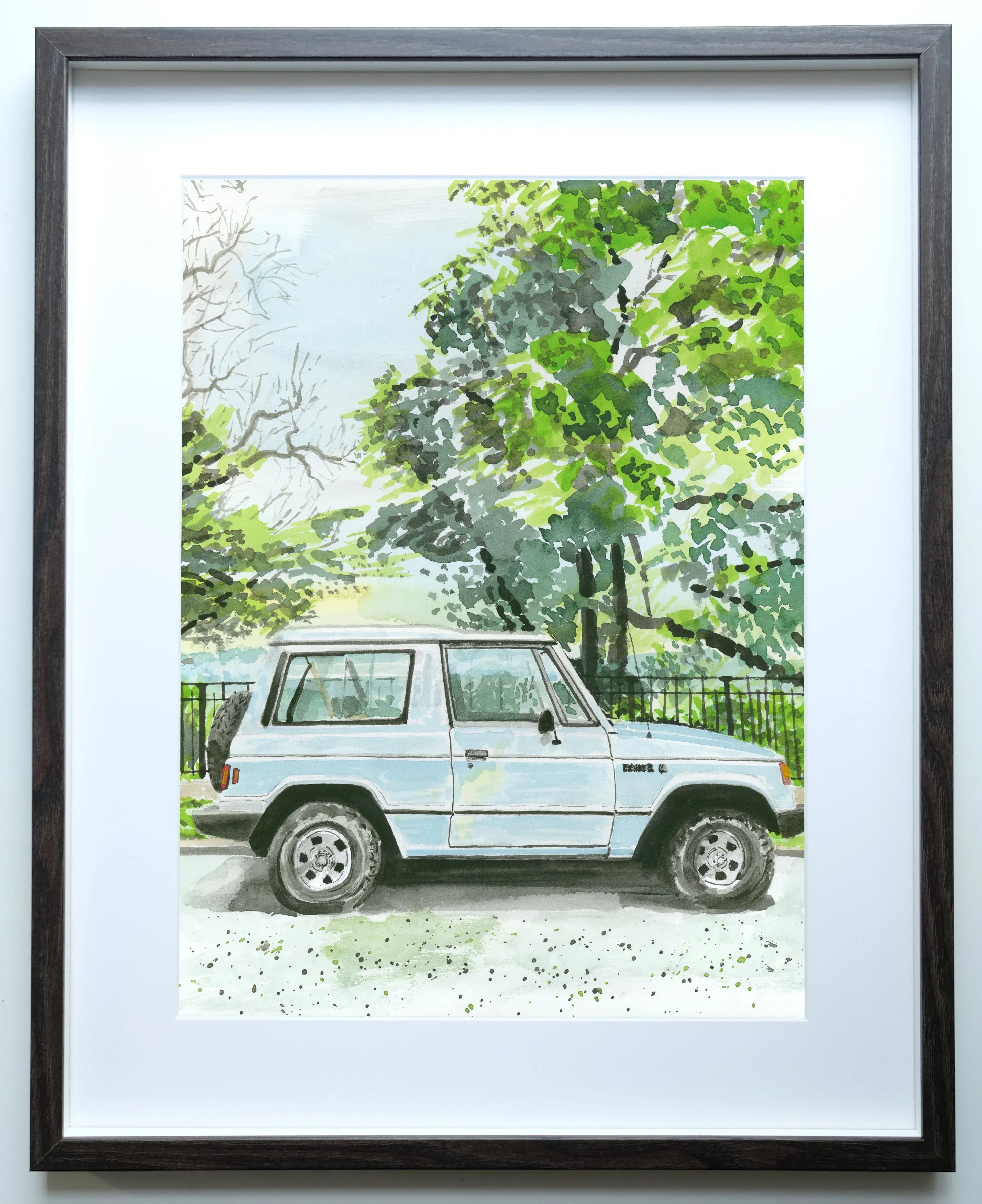 Dodge Raider Painting, Classic Car, Street Scene, back view - House Of Avana