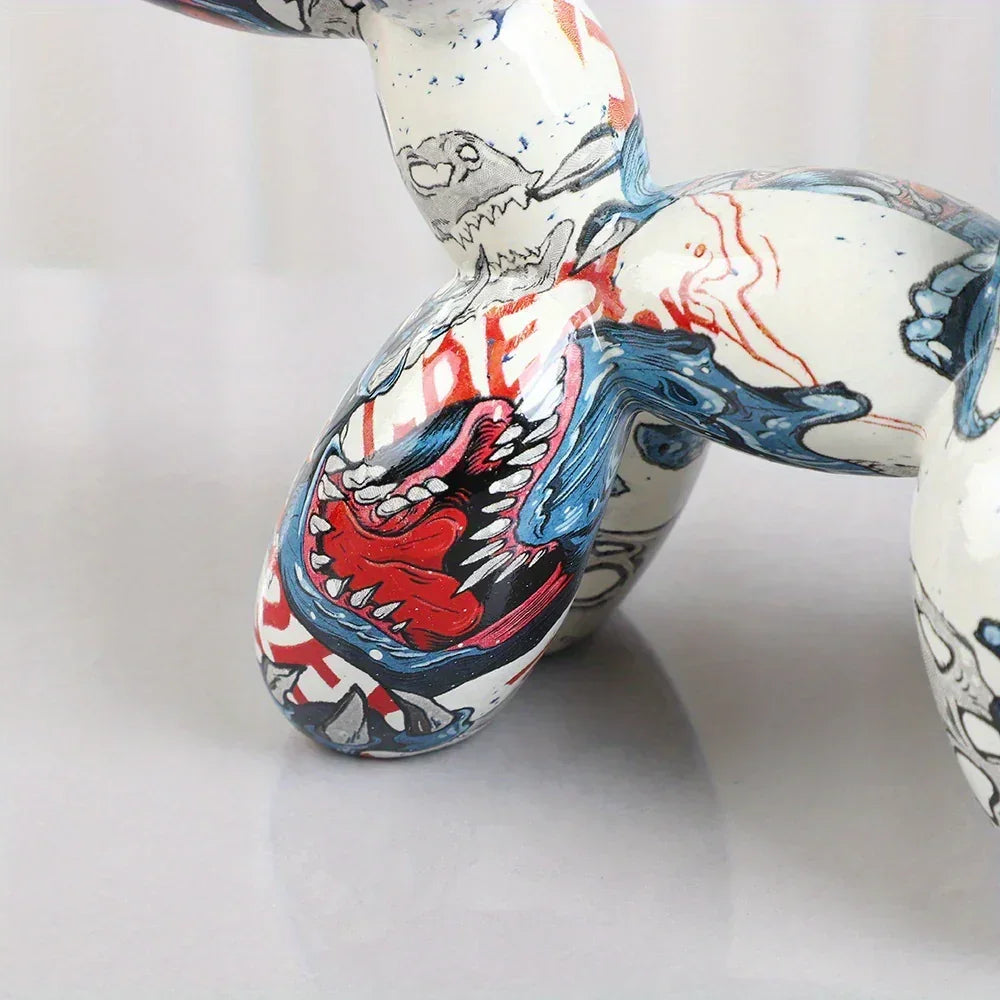 Decorative Colorful Handcrafted Dog Figurine, angled view - House Of Avana