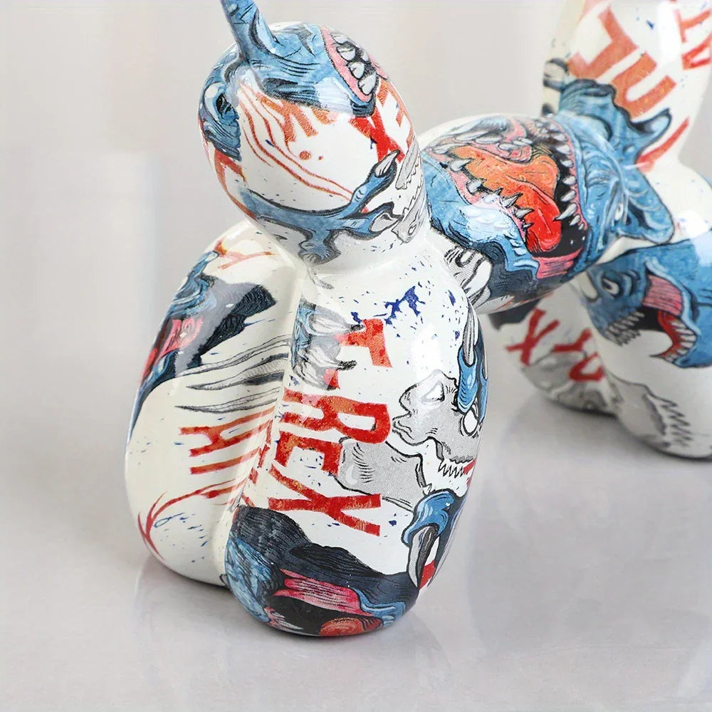 Decorative Colorful Handcrafted Dog Figurine, angled view - House Of Avana