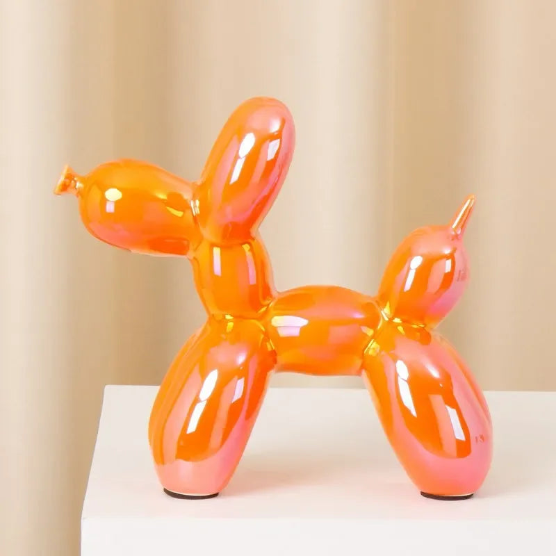 Vilead Ceramic Plating Balloon Dog Orange Figurines Animal Statue Handmade Sculpture Gold Sliver Modern Living Room Desk Decor - House Of Avana