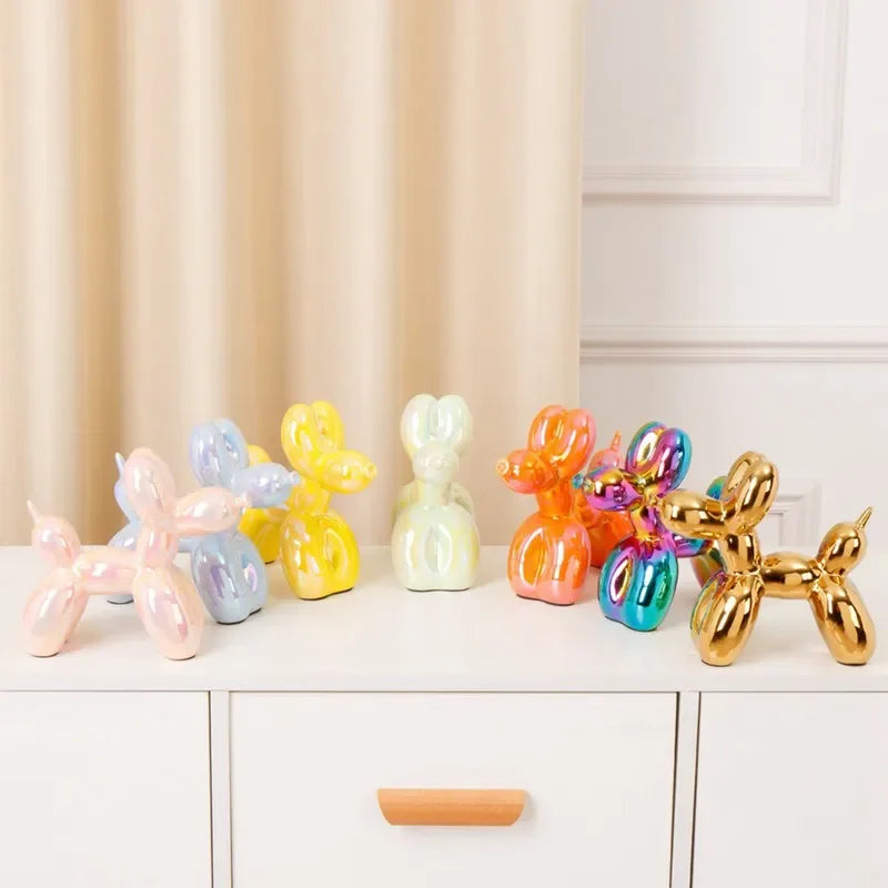Vilead Ceramic Plating Balloon Dog Orange Figurines Animal Statue Handmade Sculpture Gold Sliver Modern Living Room Desk Decor - House Of Avana
