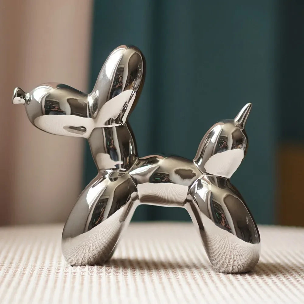 Vilead Ceramic Plating Balloon Dog Orange Figurines Animal Statue Handmade Sculpture Gold Sliver Modern Living Room Desk Decor - House Of Avana