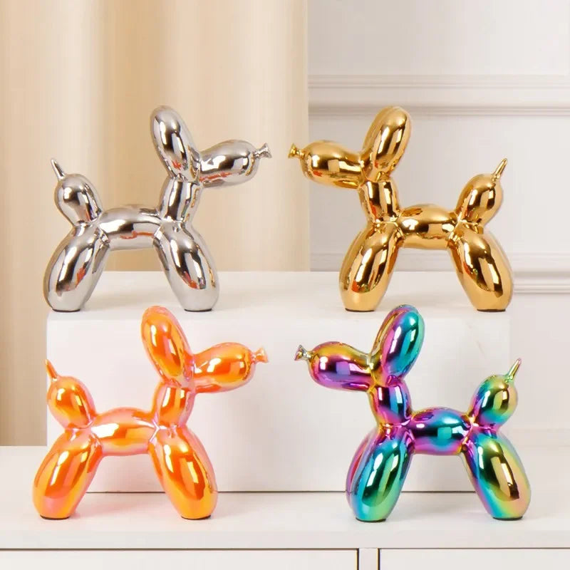 Vilead Ceramic Plating Balloon Dog Orange Figurines Animal Statue Handmade Sculpture Gold Sliver Modern Living Room Desk Decor - House Of Avana