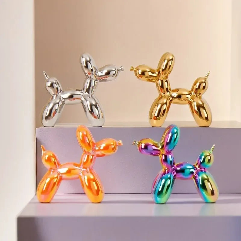 Vilead Ceramic Plating Balloon Dog Orange Figurines Animal Statue Handmade Sculpture Gold Sliver Modern Living Room Desk Decor - House Of Avana