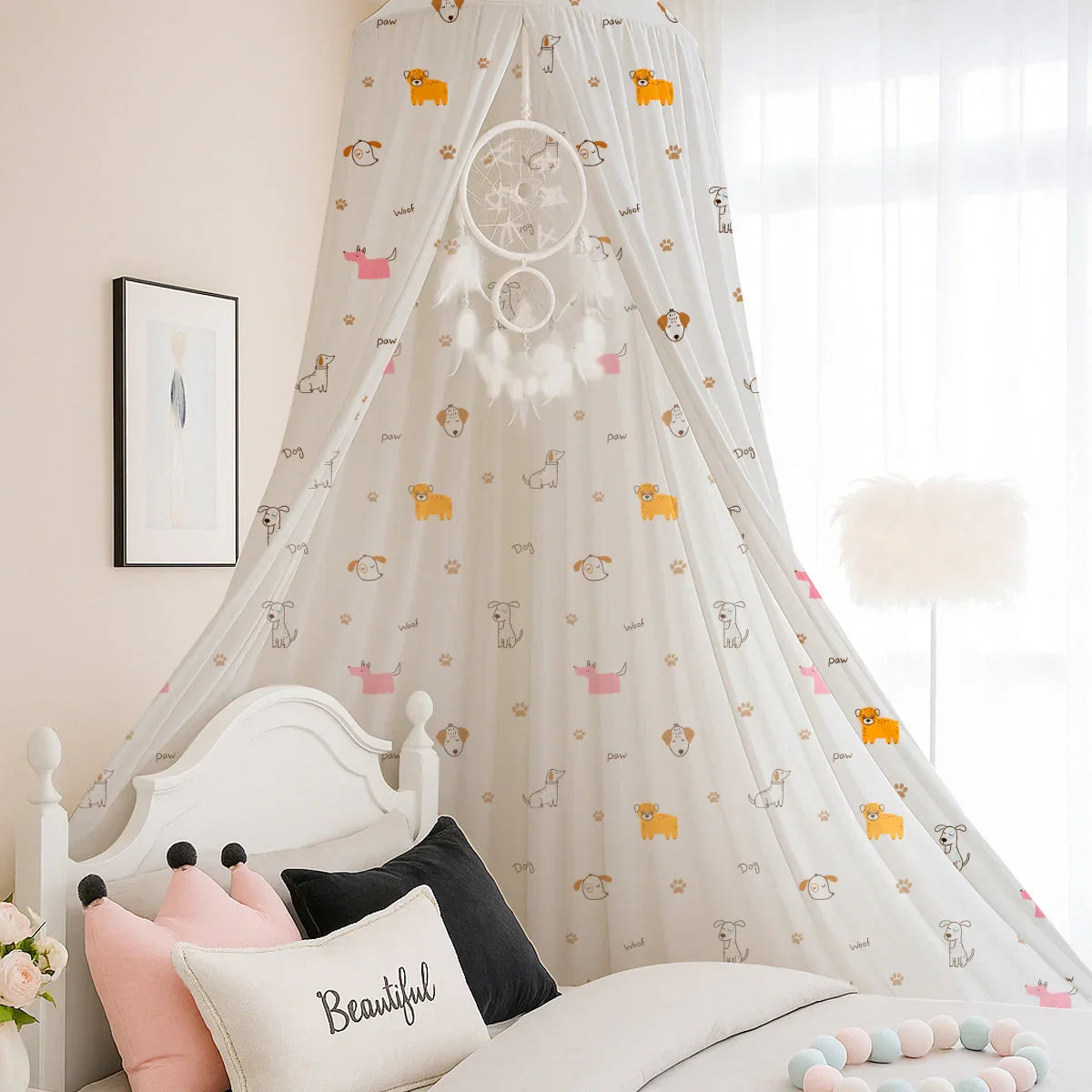 Dog Paw Woof Printed Canopy PushpLinen