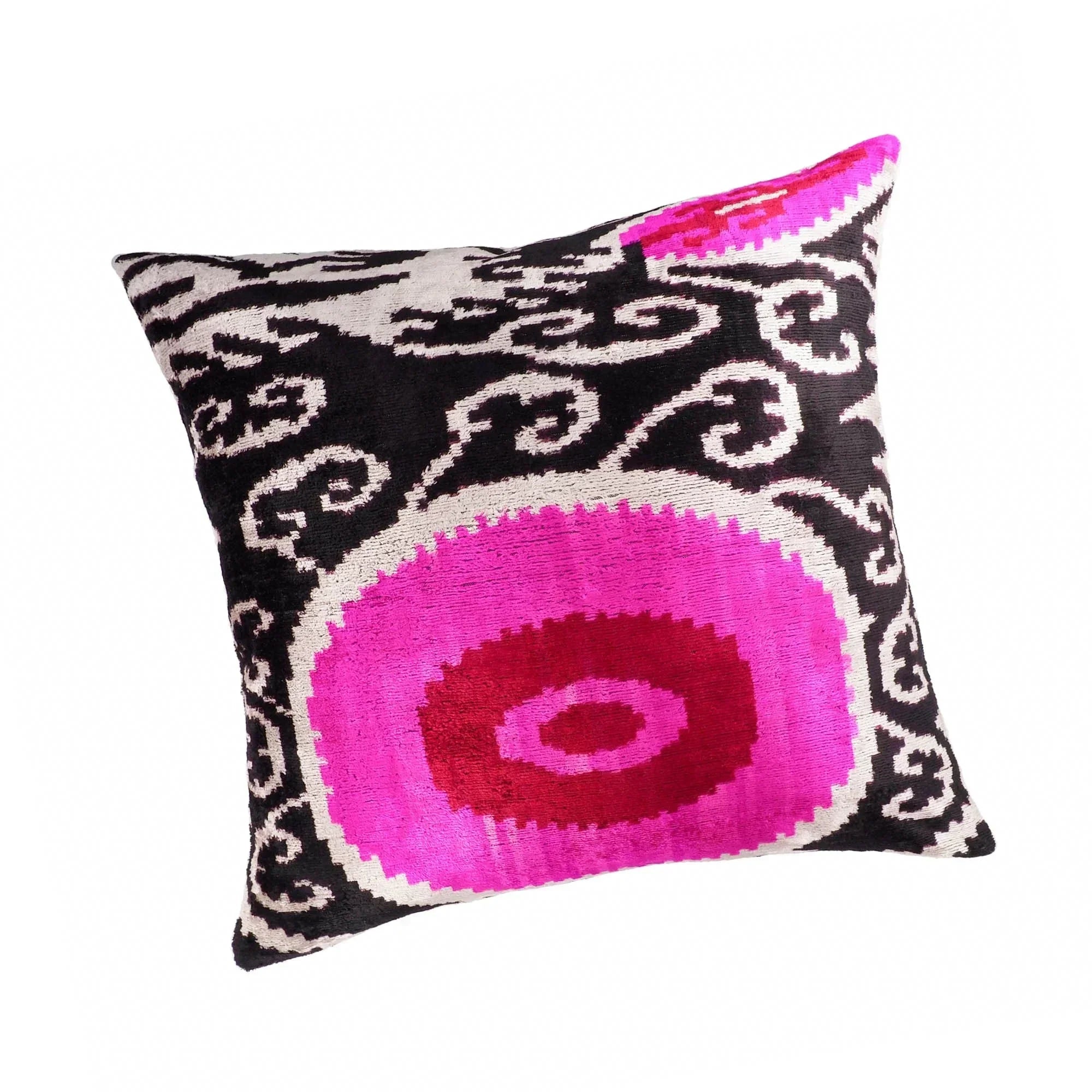 Dogon Silk Velvet Ikat Throw Pillow Cover, X 20, back view - House Of Avana