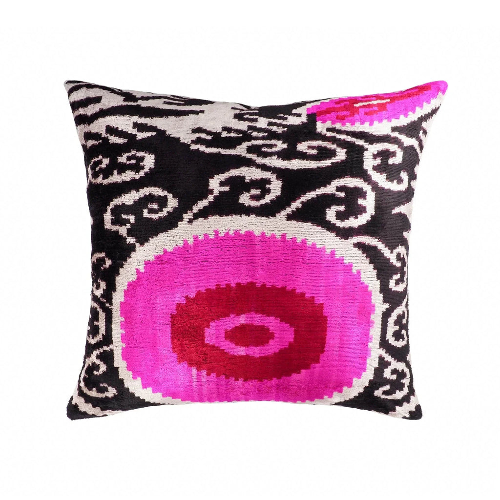 Dogon Silk Velvet Ikat Throw Pillow Cover, X 20, front view - House Of Avana