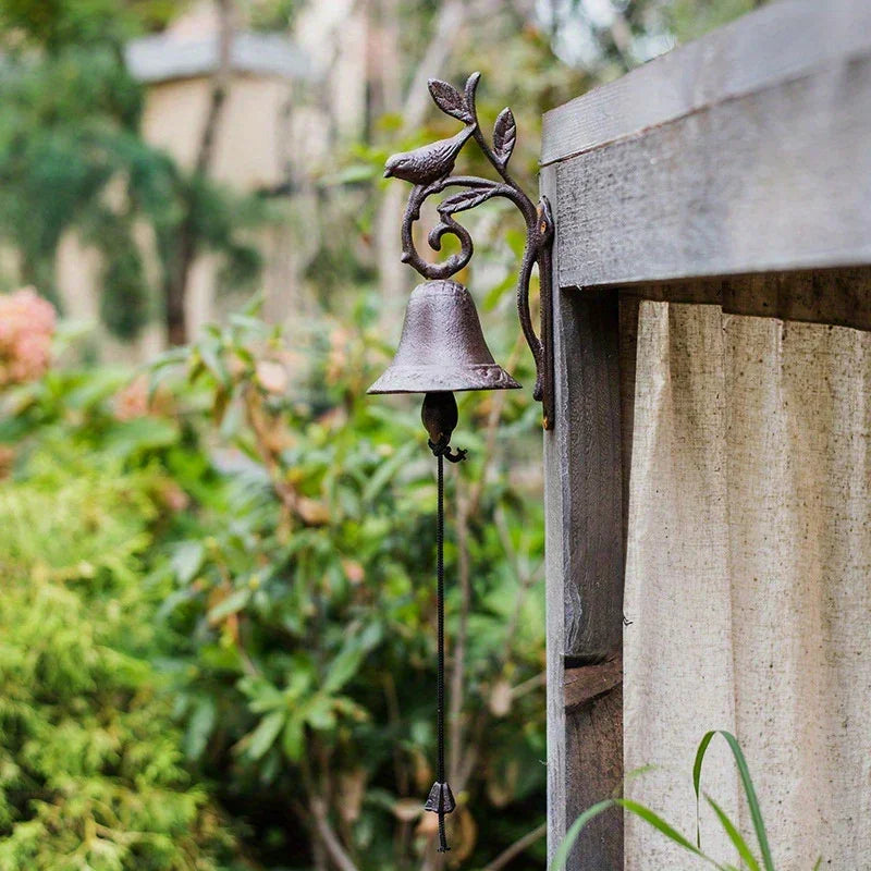 Cast Iron Door Bell, Antique Decorative Chime, Comfort Time Cast Iron Rooster Bell, Vintage Hand Bell, Forged Iron Garden Wall Decor, Beautiful Hanging Plaque - Metal Material - House Of Avana