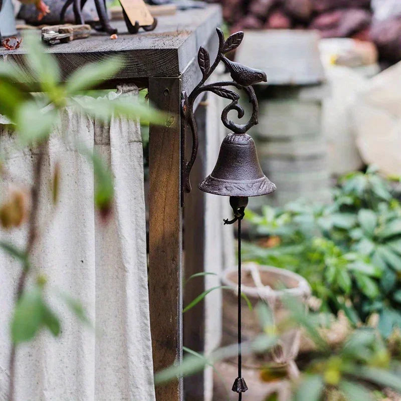 Cast Iron Door Bell, Antique Decorative Chime, Comfort Time Cast Iron Rooster Bell, Vintage Hand Bell, Forged Iron Garden Wall Decor, Beautiful Hanging Plaque - Metal Material - House Of Avana