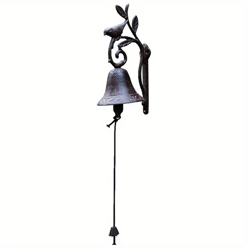 Cast Iron Door Bell, Antique Decorative Chime, Comfort Time Cast Iron Rooster Bell, Vintage Hand Bell, Forged Iron Garden Wall Decor, Beautiful Hanging Plaque - Metal Material - House Of Avana