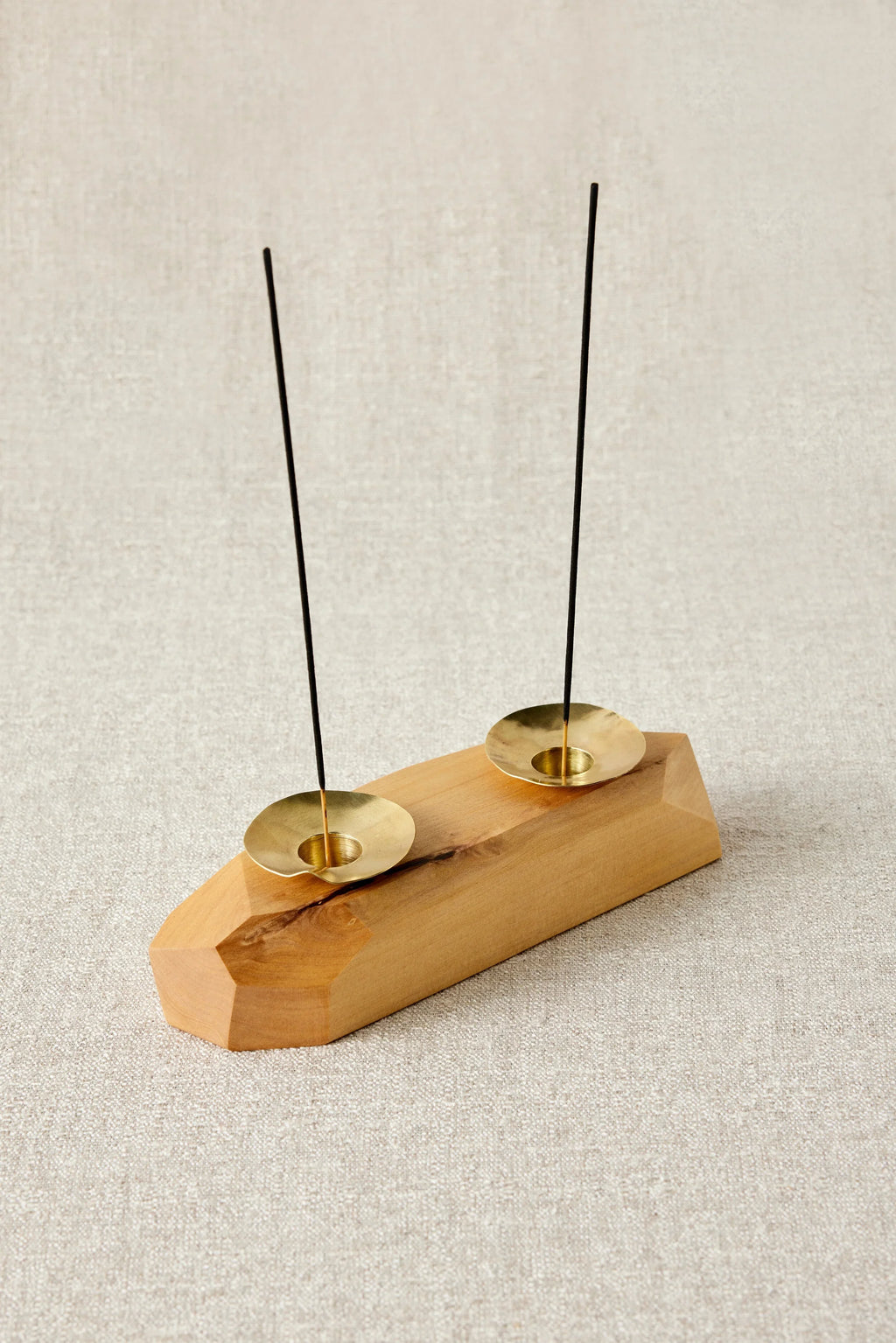 Double Wooden Incense and Candle Holder by Dor+Kie Kanju Interiors