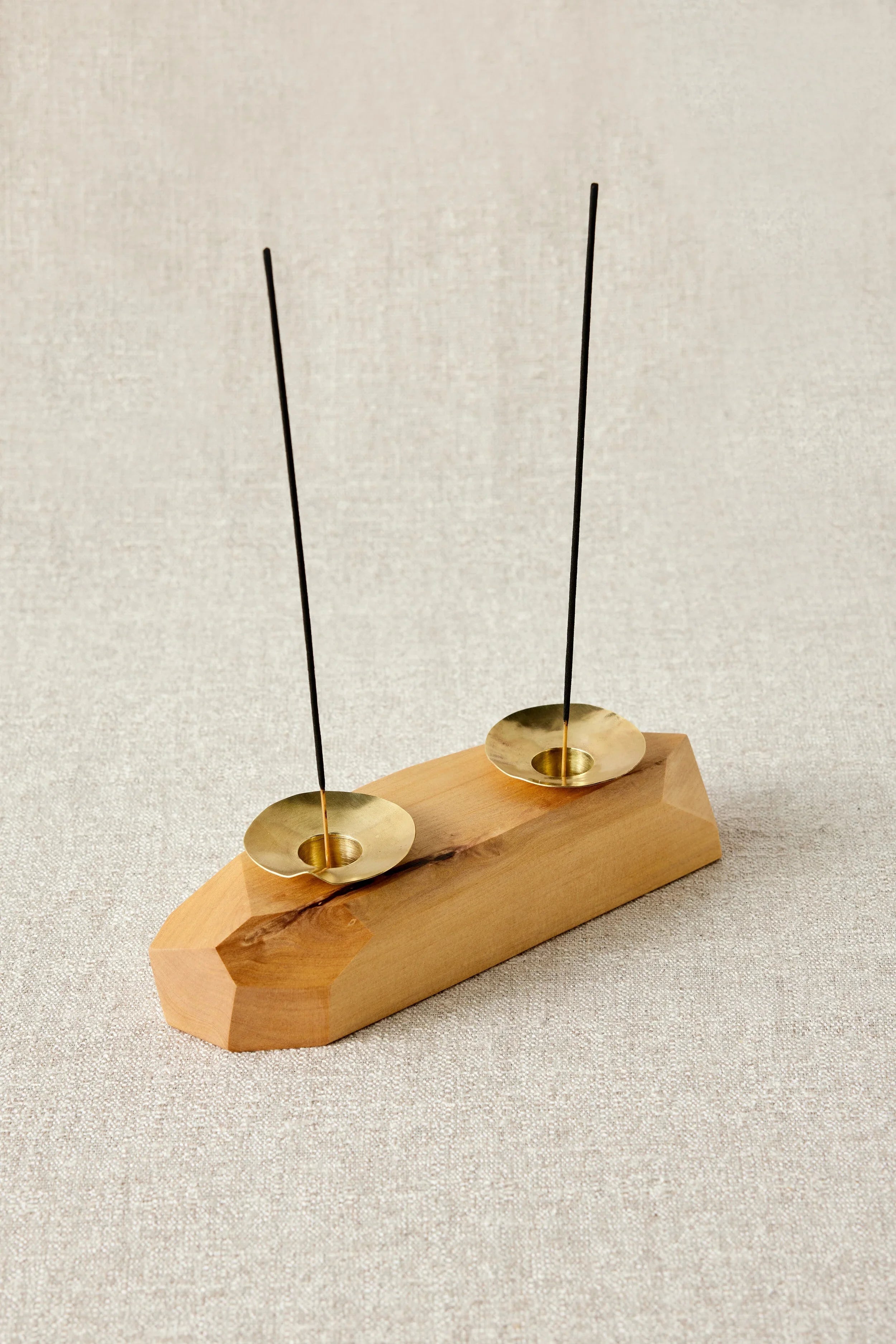 Double Wooden Incense and Candle Holder by Dor+Kie Kanju Interiors