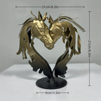 Metal Statue - Double Horse Head Romantic Sculpture | Metal Horse Sculpture | lifestyle | Abstract home decor | House of Avana