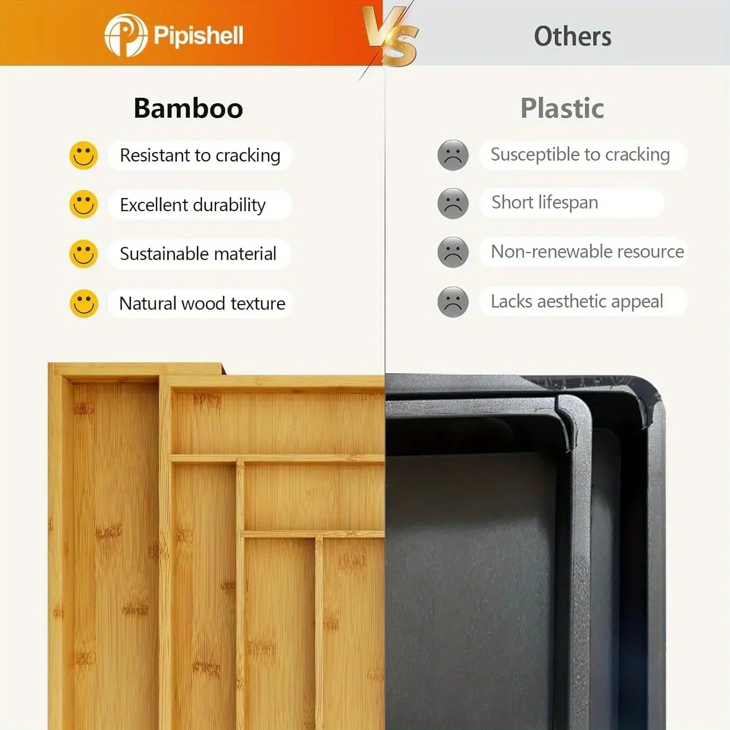 Drawer Organizer - Adjustable Bamboo Expandable