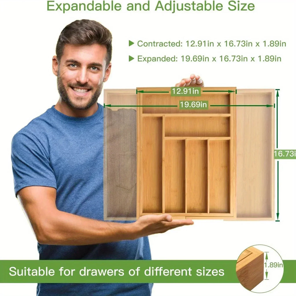 Drawer Organizer - Adjustable Bamboo Expandable