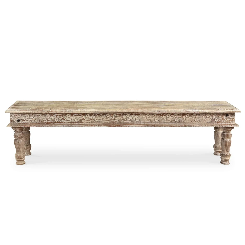 Driftwood Carved Bench -  71"