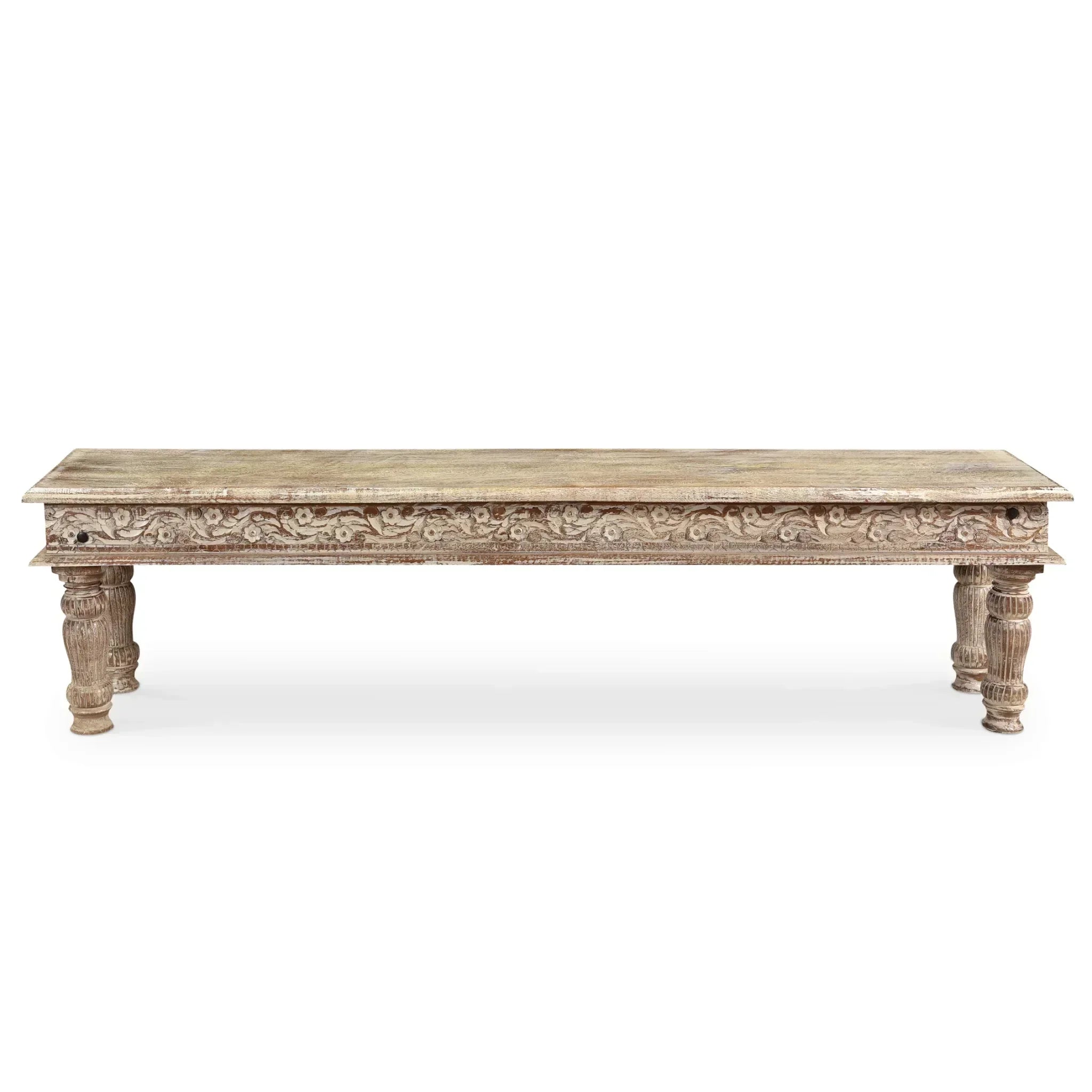 Driftwood Carved Bench -  71"