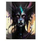 Dripping Shadow Queen Glass Wall Art – Gothic Fantasy Portrait with Abstract Paint-KAFCD013 Peony Atelier