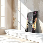 Dripping Shadow Queen Glass Wall Art – Gothic Fantasy Portrait with Abstract Paint-KAFCD013 Peony Atelier