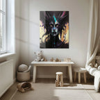 Dripping Shadow Queen Glass Wall Art – Gothic Fantasy Portrait with Abstract Paint-KAFCD013 Peony Atelier