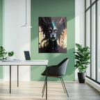 Dripping Shadow Queen Glass Wall Art – Gothic Fantasy Portrait with Abstract Paint-KAFCD013 Peony Atelier